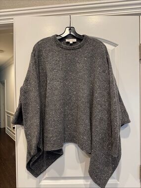 Michael Kors Collection Gray Crewneck Poncho Sweater